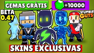 BETA 0.47 COM GEMAS GRÁTIS + RESGATEI TODAS AS NOVAS SKINS DO STUMBLE GUYS