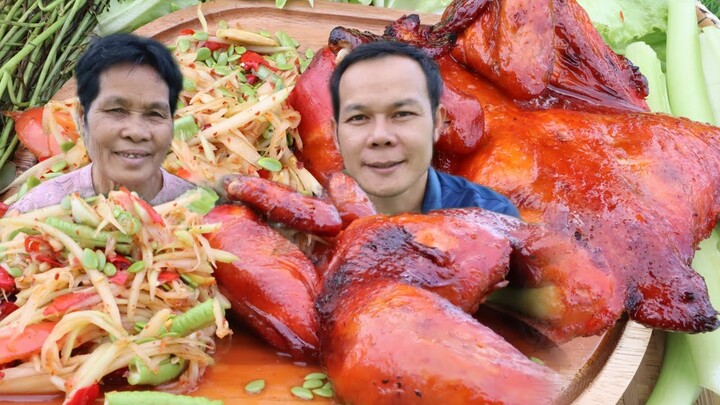 ตำบักหุ่งไก่อบน้ำผึ้งเนื้อหวานหอมนุ่ม|ฮ่องป่ง Hongpong Channel