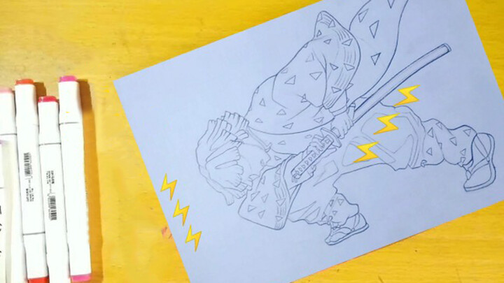 [Gambar]Proses Menggambar Seri Demon Slayer: Agatsuma Zenitsu