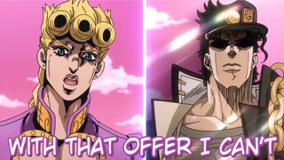 Giorno dan Jotaro bermain Minecraft