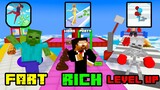 Monster School : RICH RUN & FART RUN & LEVEL UP RUN | RUN CHALLENGE ALL EPISODES Minecraft Animation