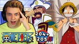 LUFFY CONFRONTS THE VICE ADMIRAL... | One Piece REACTION Episode 204 - 205