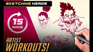 Artist Workouts (15 min )- Sketching Heads One Piece style.