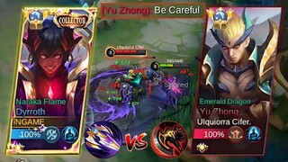 DYRROTH VS BUFFED YU ZHONG🔥WHO WIN!? (DYRROTH BEST 1 HIT COMBO BUILD 2023) MLBB