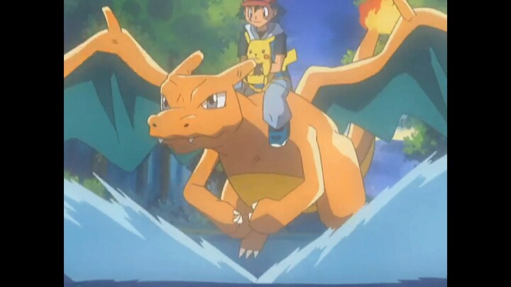 Charizard cannot take Ash to fly before training, but after training, it can directly take Ash to fi