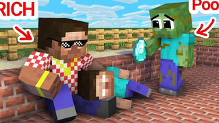 Monster School Rich Family Herobrine และ Zombie Family ที่น่าสงสาร - Sad Story - Minecraft Animation