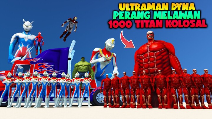 ULTRAMAN DYNA SERIBU BAYANGAN DAN IRON MAN PERANG MELAWAN 1000 TITAN COLOSSAL - GTA 5 ULTRAMAN