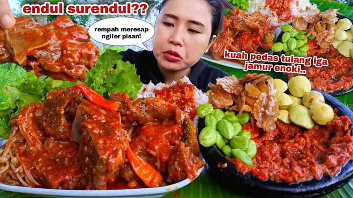 KURANG BANYAK❗TULANG IGA KUAH PEDAS LALAPAN JENGKOL MENTAH PETE SAMBAL TERASI