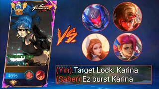 KARINA VS. 4 BURST DAMAGE HEROES | WHO WILL WIN? | TOP 1 GLOBAL KARINA