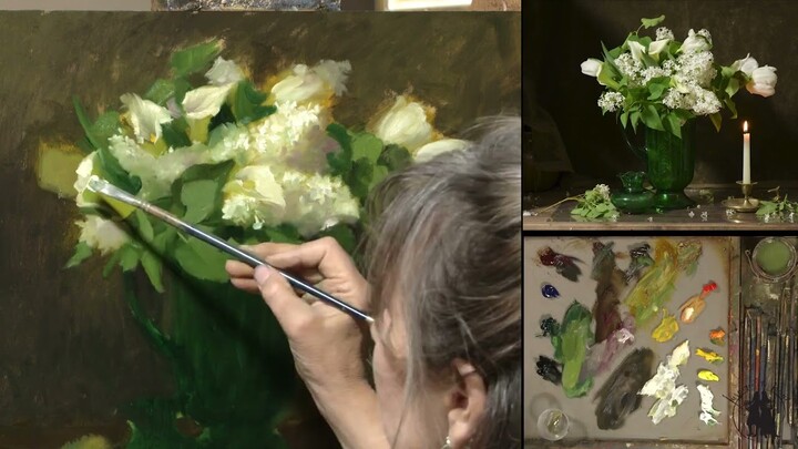 Time lapse Painting Green Glass and Lilacs with Elizabeth Robbins