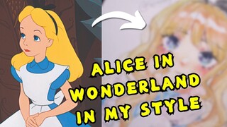 [DRAW WITH ME] gambar Alice in Wonderland dalam style gambarku