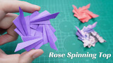 An origami spinning top that moves like a rose when blown