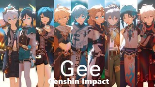 【MMD原神Genshin Impact】9人でGee【レザー/魈/万葉/空/重雲/アルベド/行秋/ウェンティ/ベネット】