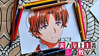 Speed Drawing. Menggambar Ayanokouji Kyotaka Dari serial anime - Clashroom of the elite