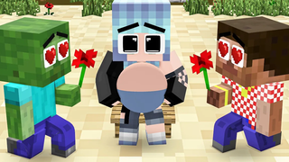 Monster School Baby Wolf CHALLENGE LOVE Baby Zombie - เรื่องเศร้า - Minecraft Animation
