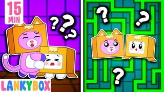 LankyBox Escapes the Rainbow Maze - Creative Puzzle Obstacles | LankyBox Channel Kids Cartoon