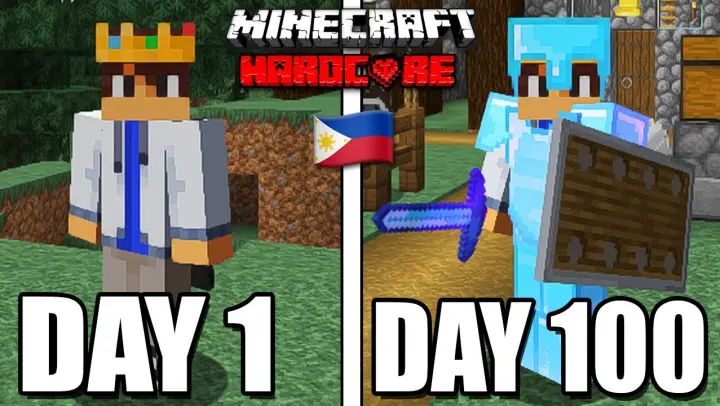 I Survive 100 Days in Minecraft HARDCORE... (Tagalog)