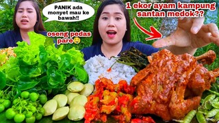 MAKAN AYAM KAMPUNG 1 EKOR OSENG PARE LALAPAN MENTAH JENGKOL MUDA LEUNCA SAYUR MENTAH