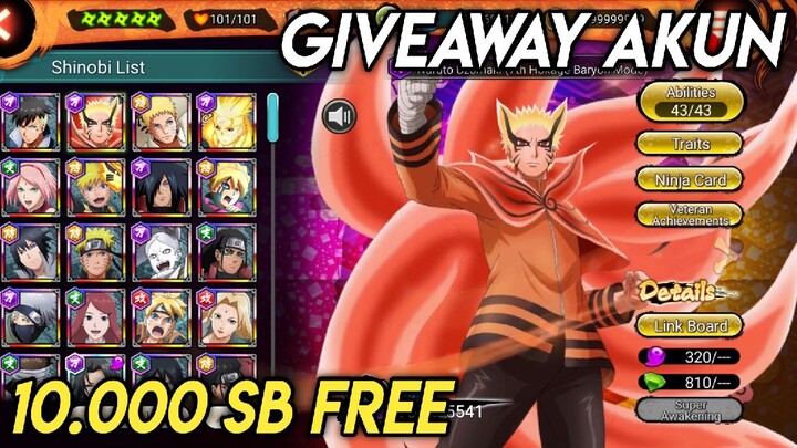 GIVEAWAY AKUN 10.000SB BANYAK TICKET GACHANYA - NARUTO X BORUTO NINJA VOLTAGE