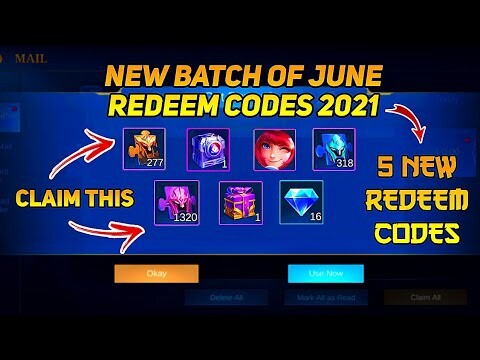 NEW 5 REDEEM CODES IN MOBILE LEGENDS | THIS JUNE 2021 | REDEEM NOW (WITH PROOF) || MLBB