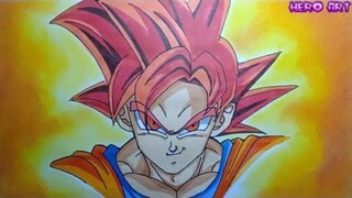 Cách Vẽ Chân Dung GOKU Thần super saiyan God-DRAWING DRAGON BALL