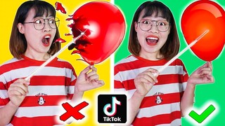 THỬ THÁCH LÀM THEO NHỮNG VIDEO TRIỆU VIEW TRÊN TIKTOK PHẦN 5 -Hà Sam Chọc Kim Vào Bóng Bay Không Nổ