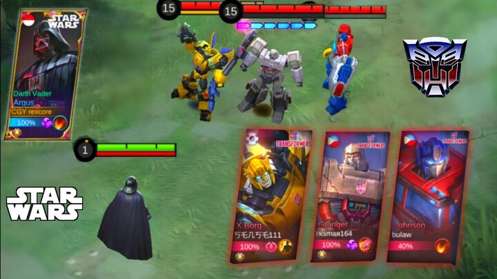 Darth Vader Against 3 Transformers (Optimus Prime, Bumblebee, Megatron) Star Wars x Transformers ML