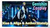 [Genshin,  Cosplay] Xiao & Aliga & Aether,  Stately