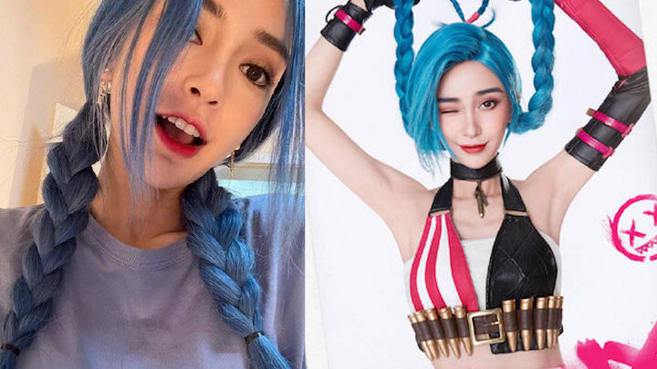Yang Ying cos Jinx, the blue braid is playful and cool, and the role is highly restored (2)
