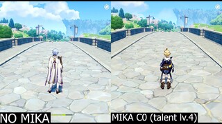 AYATO SPEED COMPARISON WITH AND WITHOUT MIKA (TALENT LEVEL 4)