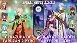 C1 Kazuha DPS Faruzan 2 Pyro & C0 Ayato Raiden Hyperbloom | Spiral Abyss 3.2/3.3 Floor 12 - 9⭐