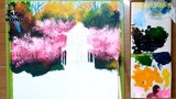 Sakura Cherry Blossom Scenery Acrylic Painting by KP Wong