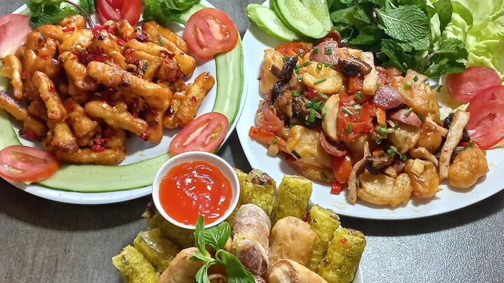 ba món chay. siêu cay thơm giòn ăn là giền