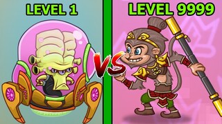 LEVEL 82 CHÉM 1 PHÁT BAY NHÀ ĐẦU ALIEN VÀ NGỘ KO Tower Conquest - TOP GAME ANDROID IOS THÀNH EJ