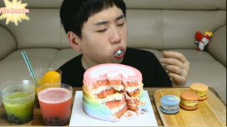 Marcaron, bánh kem cầu vồng, nước ép đông lạnh phần 5 #mukbang