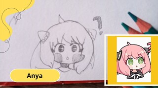 menggambar Anya (spy x family) easy drawing anime