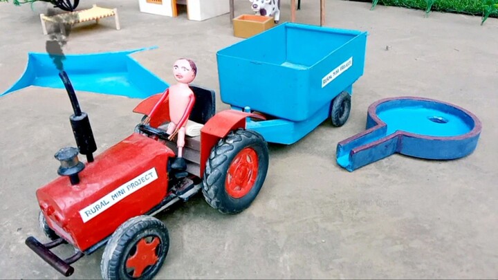cow shed and mini hand pump arrow shape water project | tractor and mini house