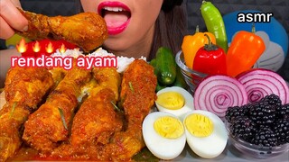 ASMR RENDANG AYAM CHICKEN CURRY, EGGS, VEGETABLES, RICE & BLACKBERRY 먹방 Mukbang Eating Sounds