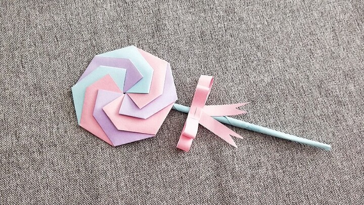 Origami|Tutorial|Permen Lolipop