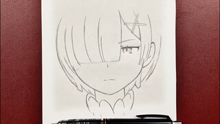 Easy anime drawing | how to draw REM from re zero step-by-step