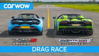 Lamborghini Aventador S Roadster vs McLaren 720S Spider - DRAG RACE, ROLLING RACE & BRAKE TEST