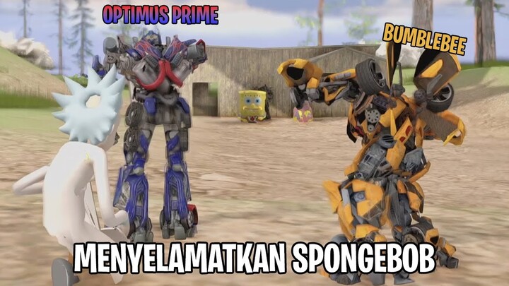 OPTIMUS PRIME MENGALAHKAN MEGATRON - GTA Lucu Spongebob