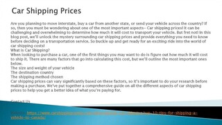 Car Shipping Prices