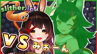 【Slither.io】ミミズで長生きするのは～このボク✨VSみぉ～ん🎄【ホロライブ/ロボ子さん・大神ミオ】