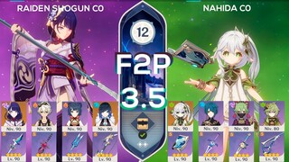 NEW 3.5 Abyss - F2P Raiden National & Nahida QuickBloom Destroy Spiral Abyss Floor 12 Genshin Impact