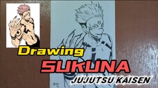 Menggambar Karakter Sukuna-Jujutsu Kaisen dengan Menggunkan Pena