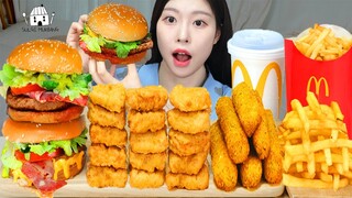 ASMR MUKBANG| 햄버거 맥너겟 치즈스틱 먹방 & 레시피 FRIED CHICKEN AND HAMBURGER EATING