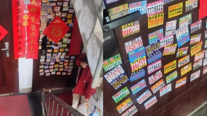 男子下楼看到邻居家门，气得想一个个电话打过去：为啥搁一家欺负呢？！