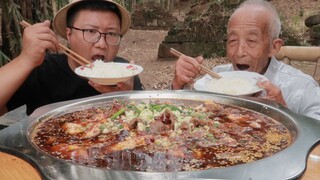 Countryside Recipe & Mukbang | Fried Beef with Tofu Puddings (Spicy)