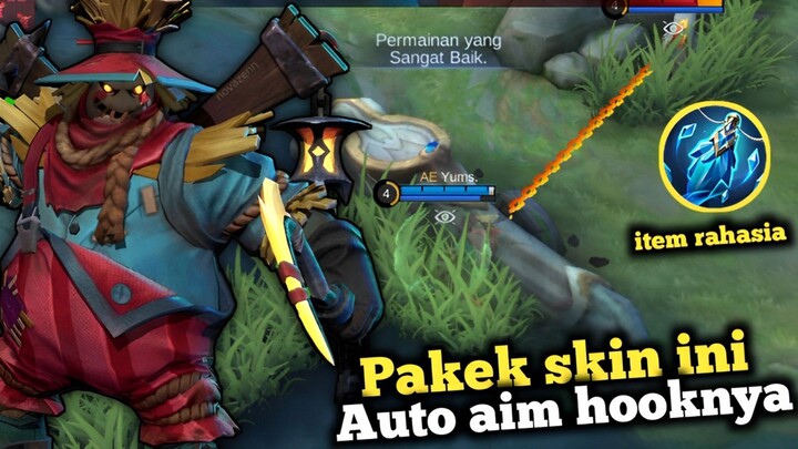 Pengen hook auto aim!? tenang!? pakek aja skin ini!? auto bisa double hook - Mobile Legends